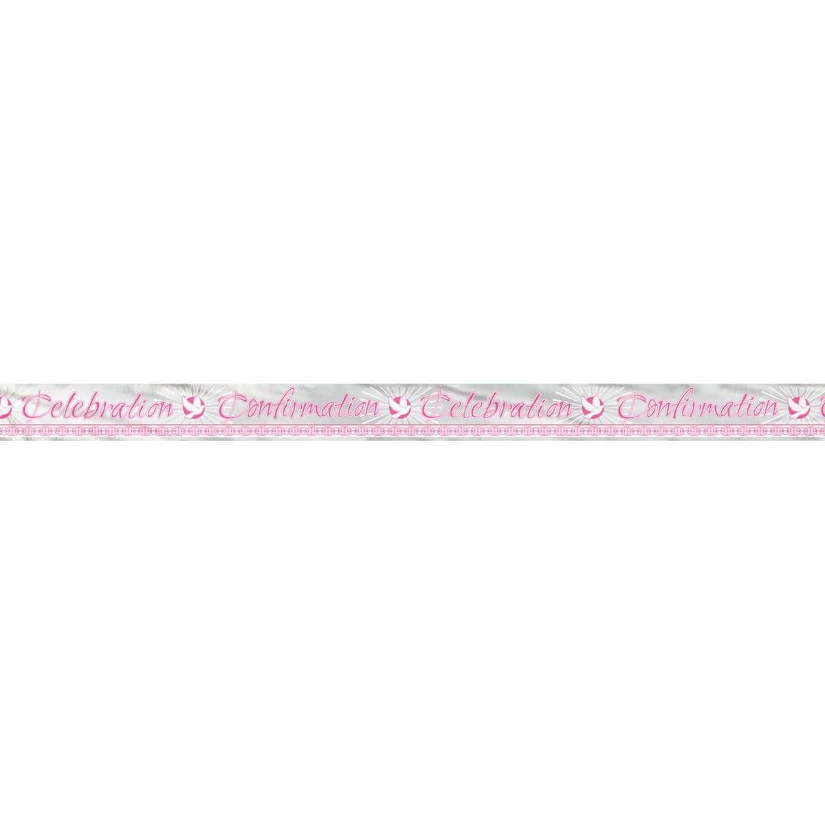 Buy Religious Pink Radiant Cross - Confirmation Foil Banner 12 Ft sold at Party Expert