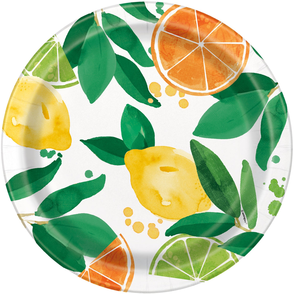 UNIQUE PARTY FAVORS Spring Main Squeeze Lemonade Large Round Lunch Paper Plates, 9 Inches, 8 Count 011179164851
