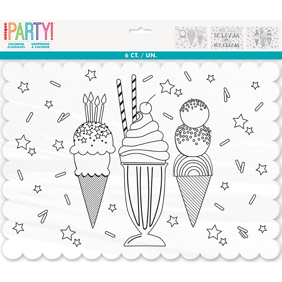 UNIQUE PARTY FAVORS Summer Coloring Placemats, 6 Count