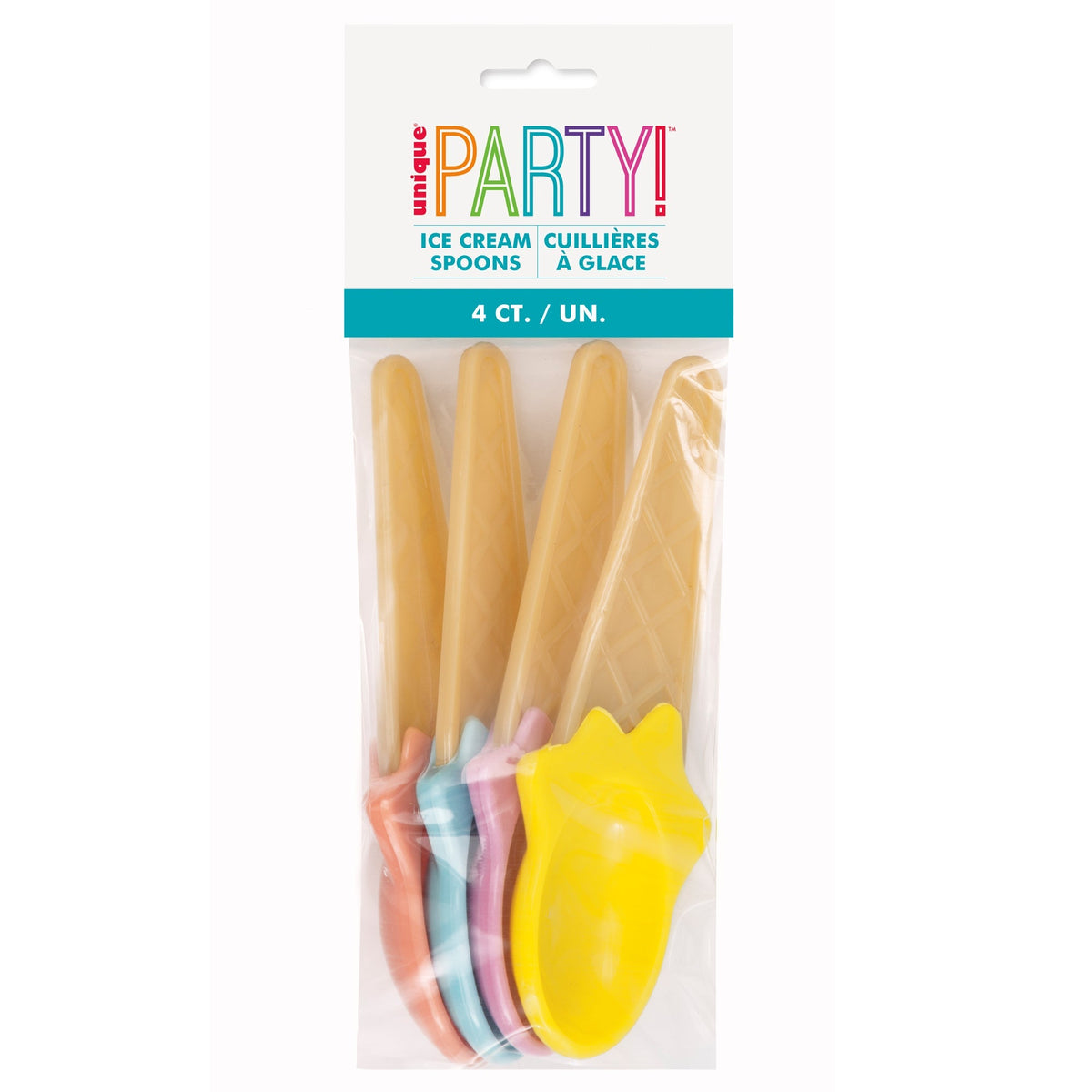 UNIQUE PARTY FAVORS Summer Ice Cream Party Plastic Ice Cream Spoons, 4 Count