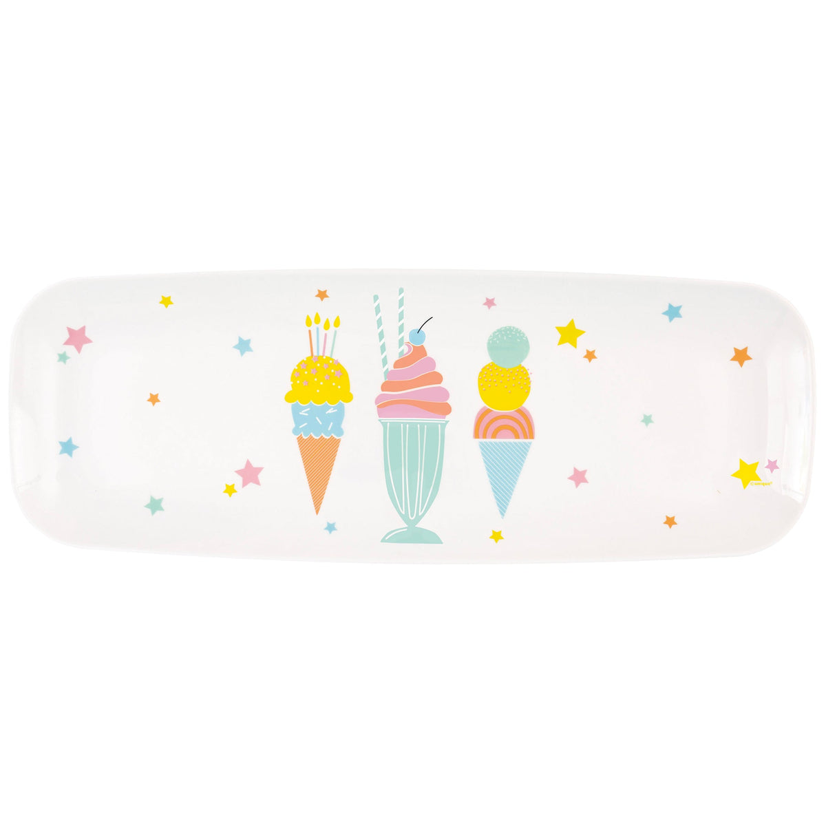 UNIQUE PARTY FAVORS Summer Ice Cream Party Plastic Serving Tray, 17,5 x 6,5 Inches, 1 Count