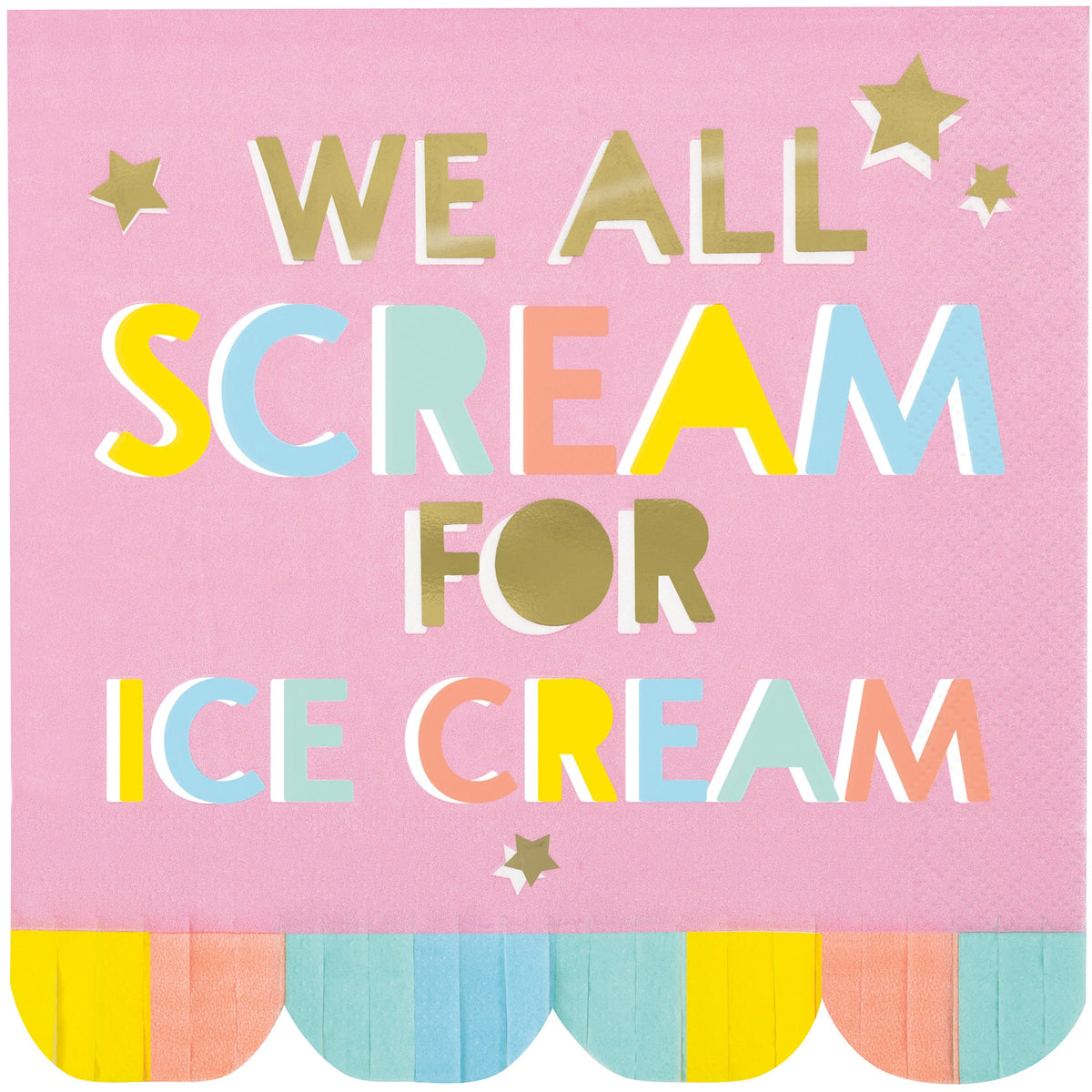UNIQUE PARTY FAVORS Summer Ice Cream Party "We All Scream for Ice Cream" Large Lunch Napkins, 16 Count