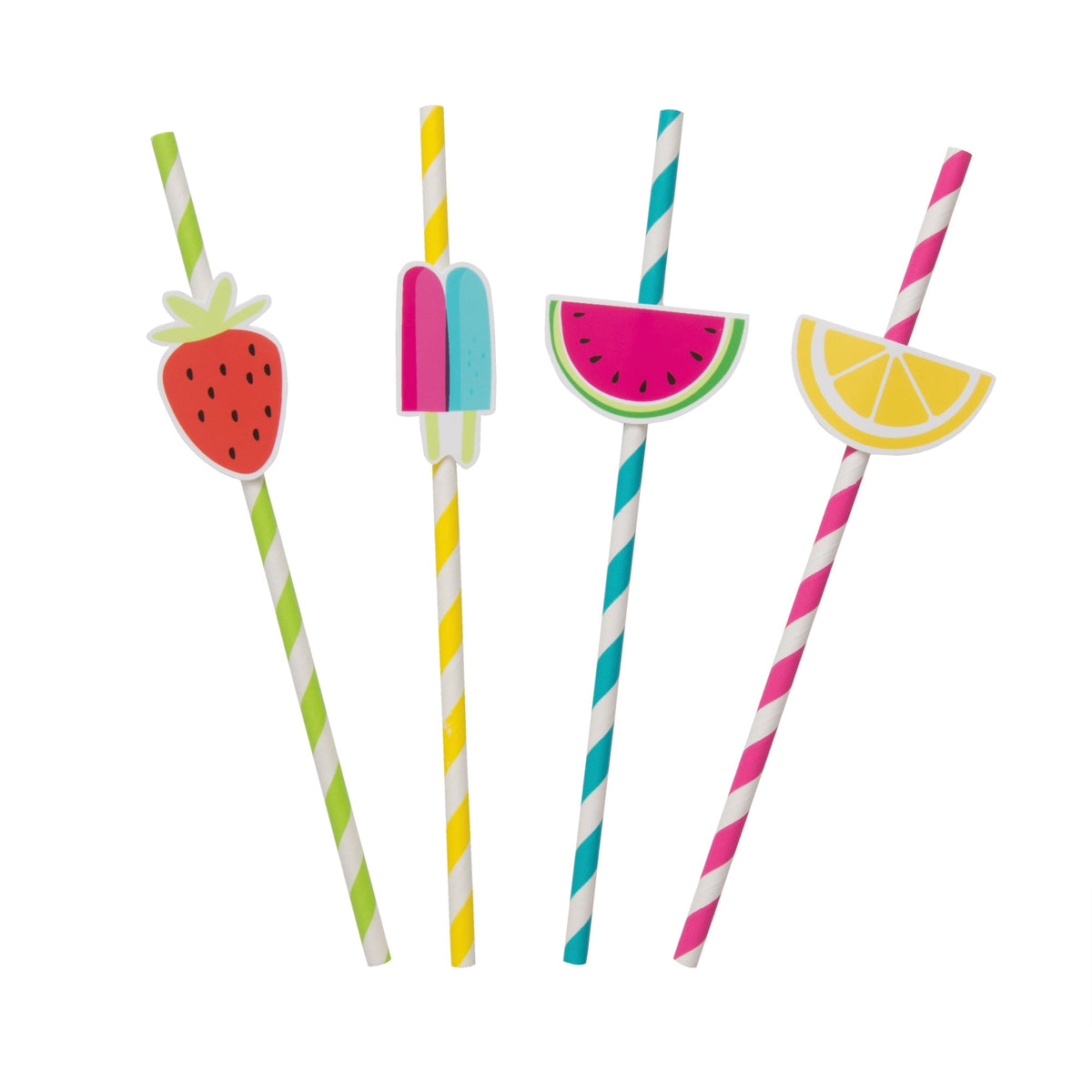 UNIQUE PARTY FAVORS Summer Tutti Frutti Paper Straw, Assorted, 8 Count
