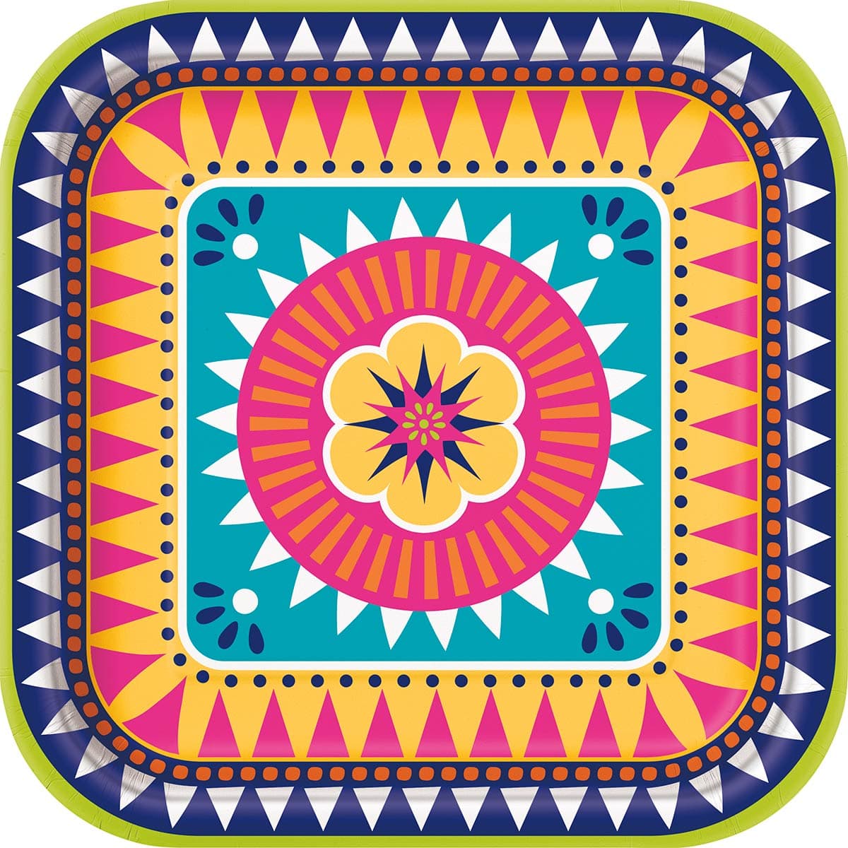 UNIQUE PARTY FAVORS Theme Party Boho Fiesta Lunch Paper Plates, 9 in, 8 Count