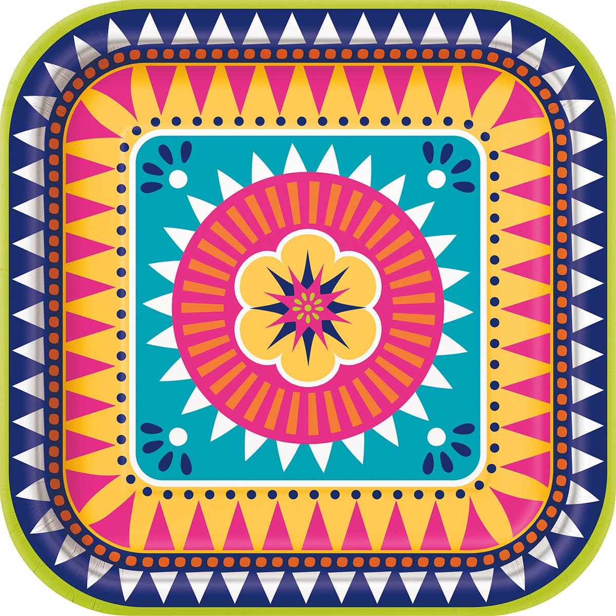 UNIQUE PARTY FAVORS Theme Party Boho Fiesta Lunch Paper Plates, 9 in, 8 Count