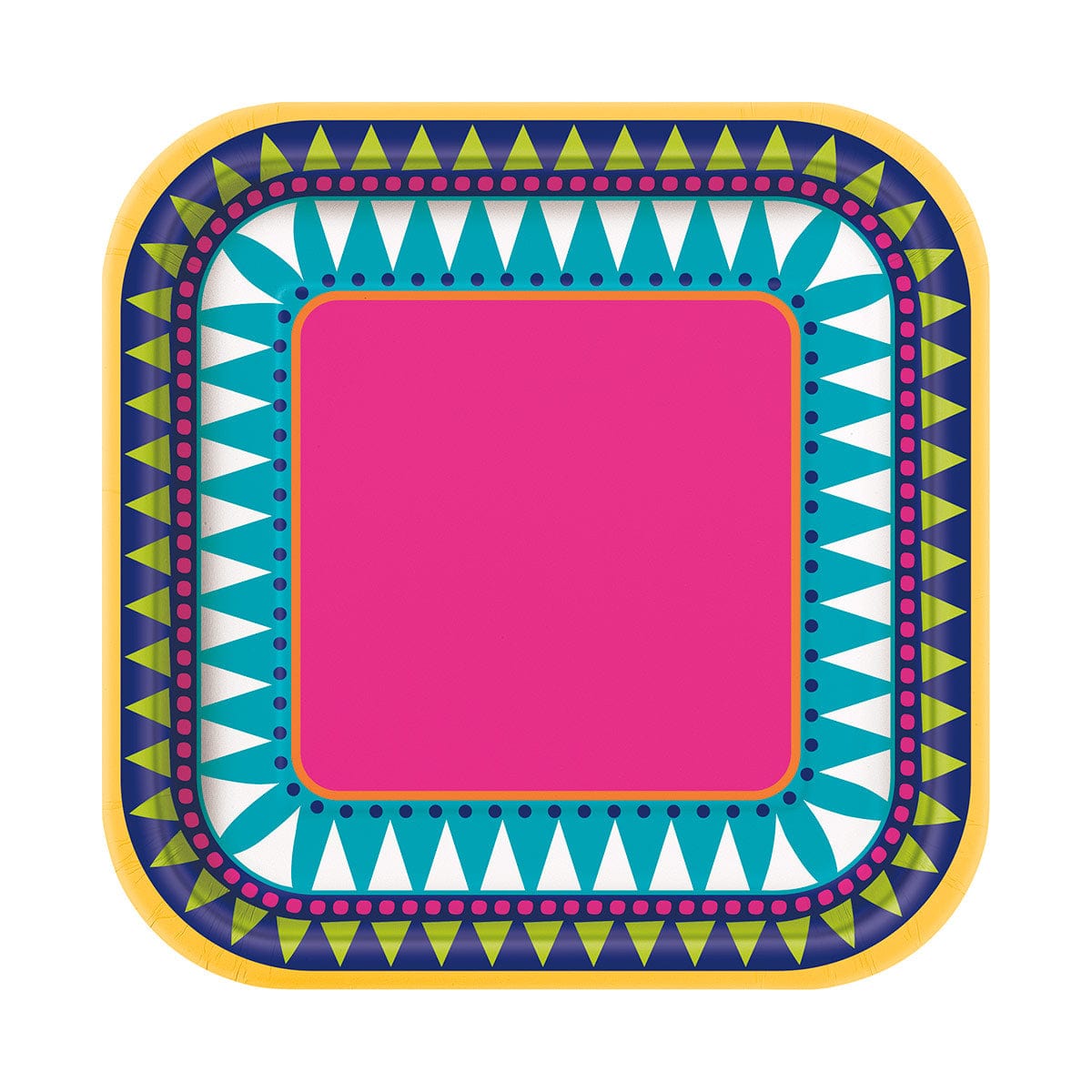 UNIQUE PARTY FAVORS Theme Party Boho Fiesta Round Dessert Paper Plates, 7 in, 10 Count