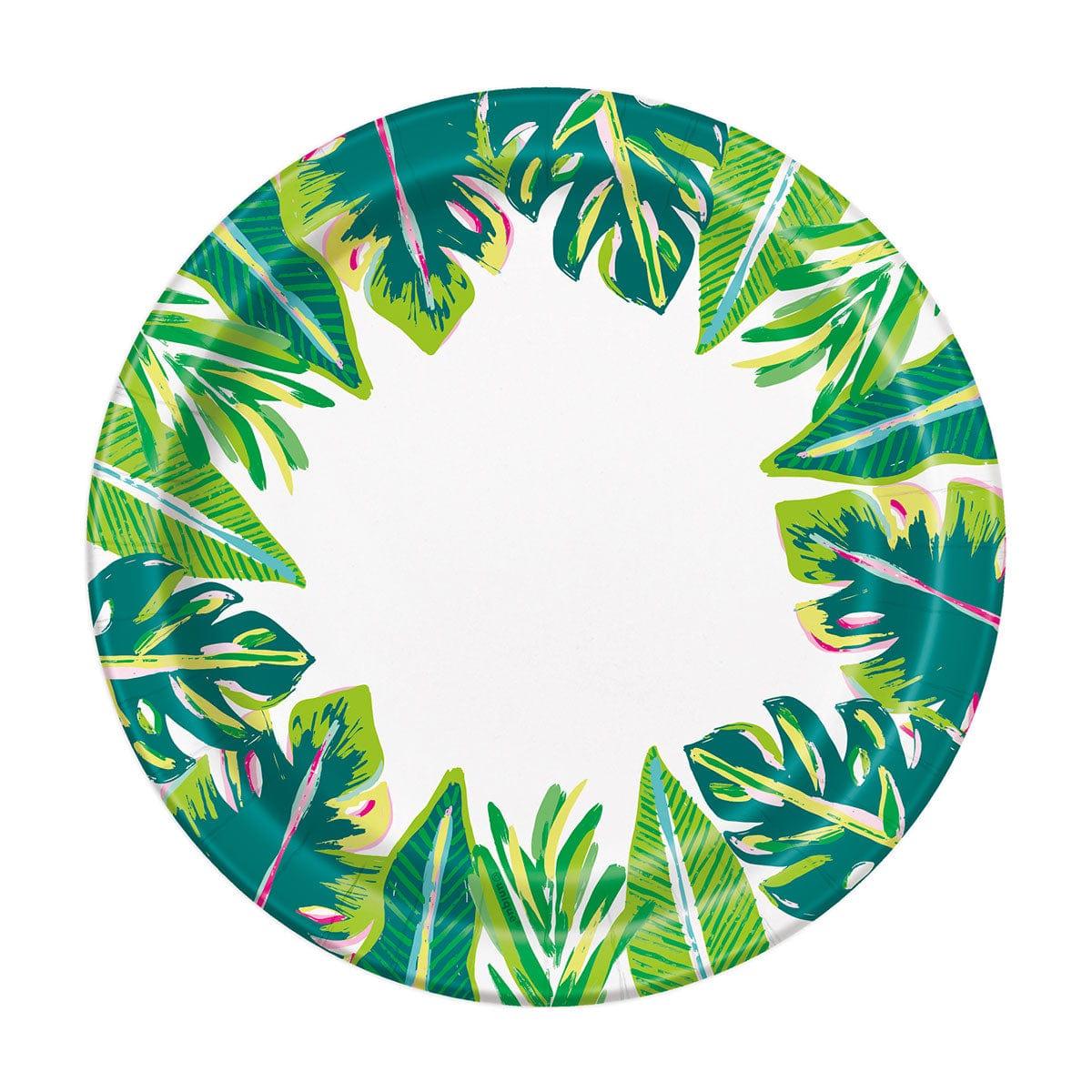 UNIQUE PARTY FAVORS Theme Party Tropical Leaves Dessert Paper Plates, 7 in, 8 Count