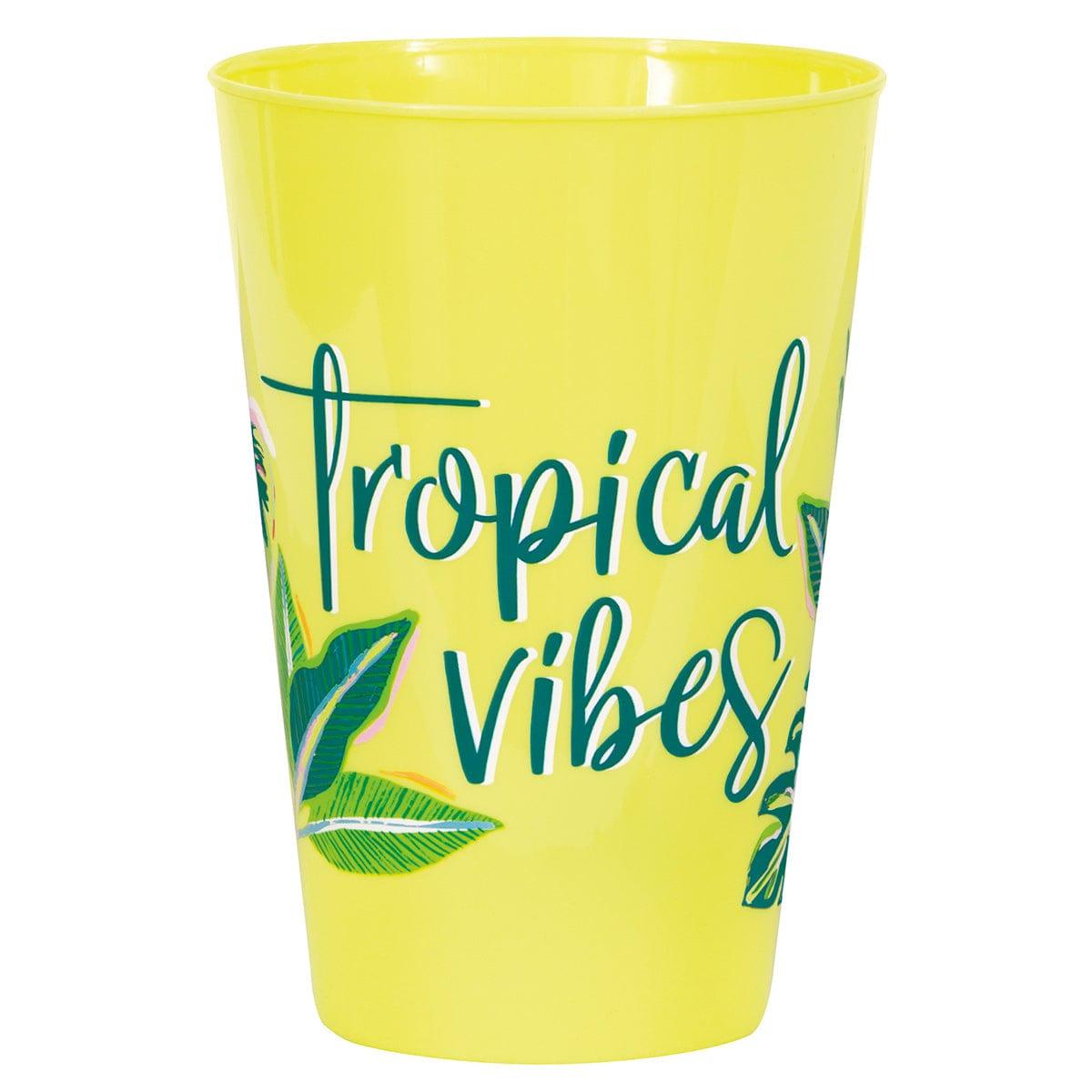 UNIQUE PARTY FAVORS Theme Party Tropical Leaves Plastic Cups, 16 oz, 6 Count