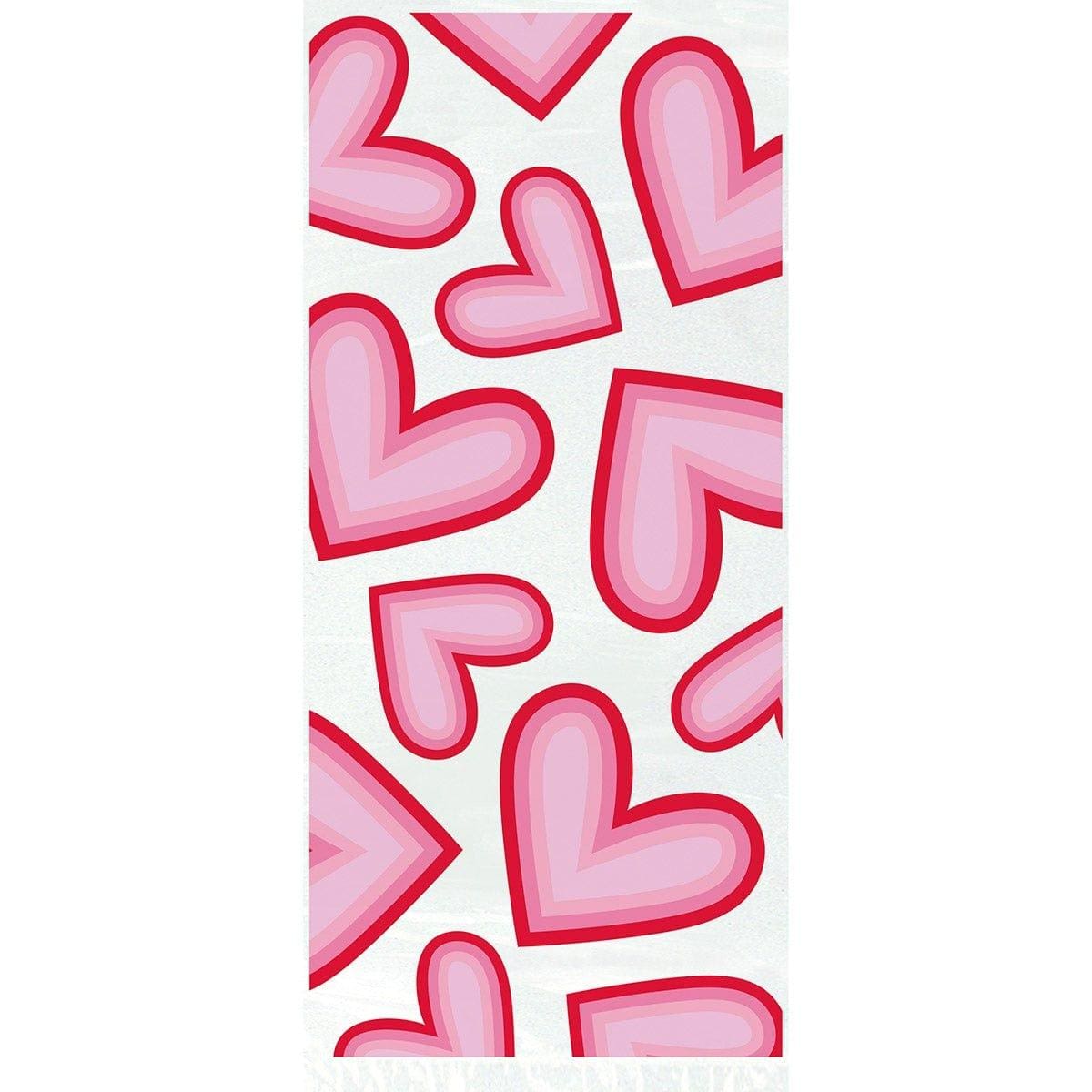 UNIQUE PARTY FAVORS Valentine's Day Valentine Day Cello Bags with Pink Hearts, 20 Count