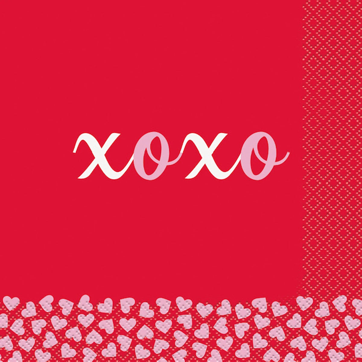 UNIQUE PARTY FAVORS Valentine's Day Valentine's Day Red and White XOXO Large Lunch Napkins, 6 Count