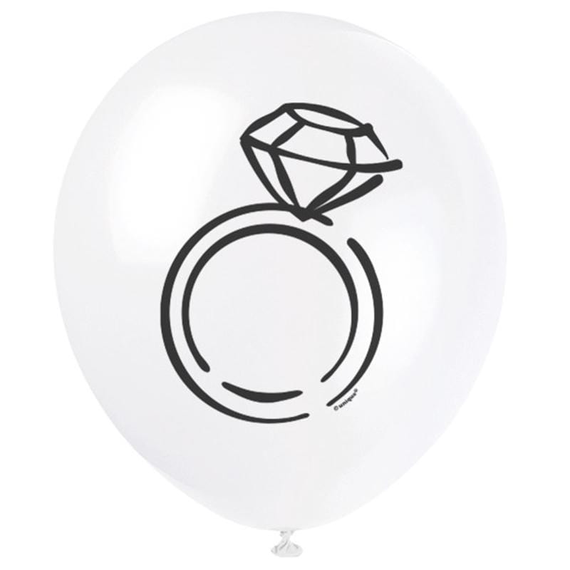 Buy Wedding Latex Balloons W/ring 8/pkg - White sold at Party Expert