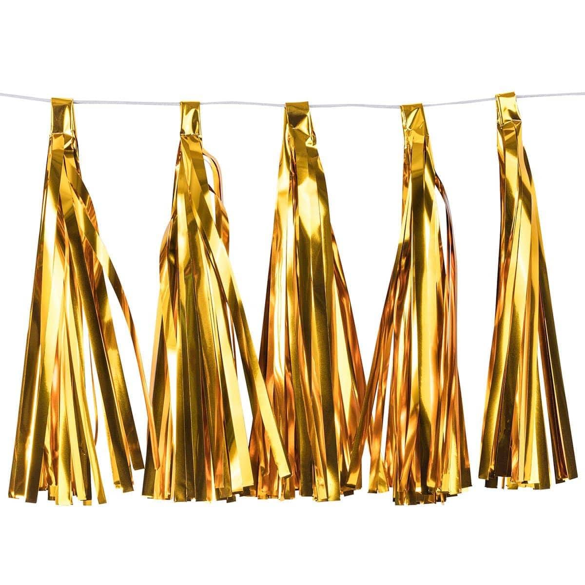 Buy Decorations Tassels Garland Silk Paper Assembled 10/Pkg - Metallic Gold sold at Party Expert