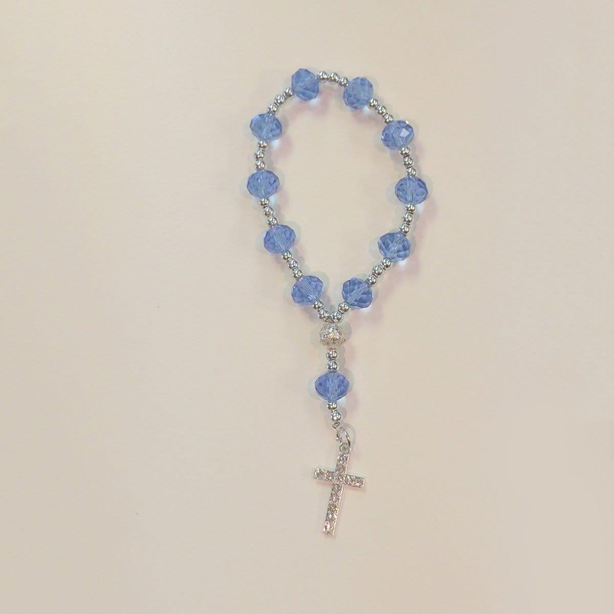 WEST EAST IMPORTS Novelties Rhinestone Cross Bracelet - Blue