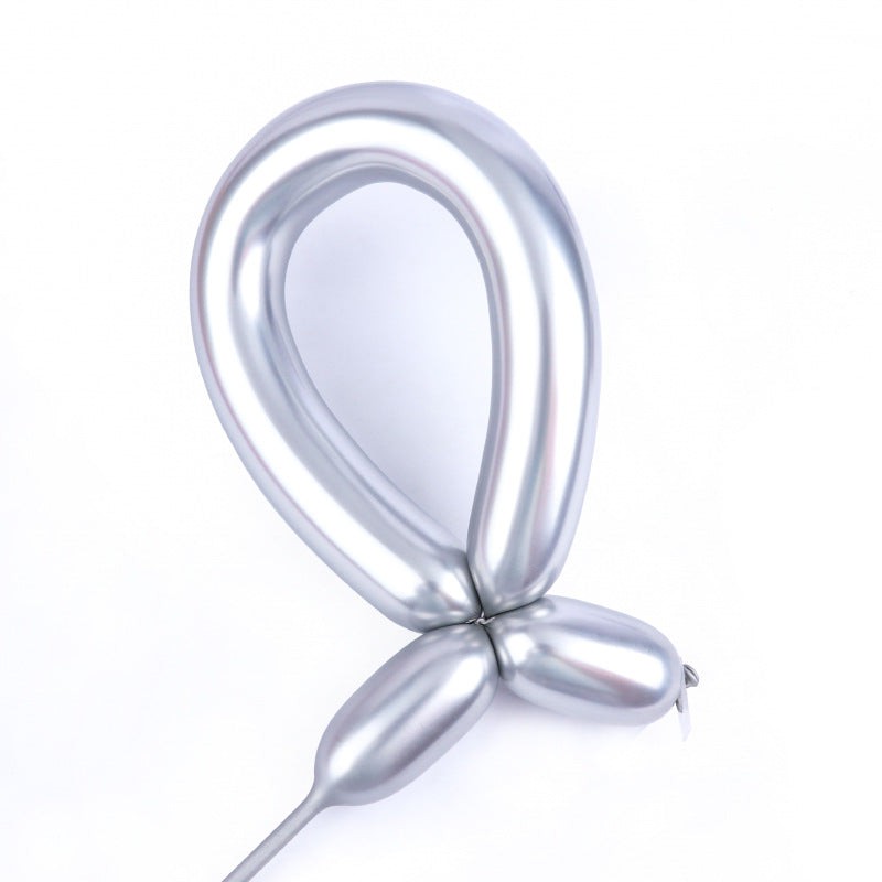 WIDE OCEAN INTERNATIONAL TRADE BEIJING CO., LTD Balloons Silver Latex Balloon 260 mm, Chrome Collection, 100 Count 810064198397