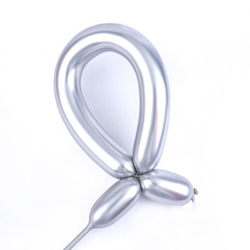 WIDE OCEAN INTERNATIONAL TRADE BEIJING CO., LTD Balloons Silver Latex Balloon 260 mm, Chrome Collection, 100 Count 810064198397