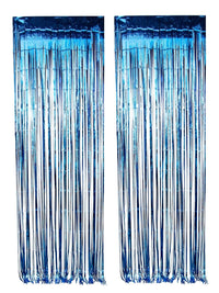 WIDE OCEAN INTERNATIONAL TRADE BEIJING CO., LTD Decorations Blue Foil Fringe Curtain, 2 Count 810064199967