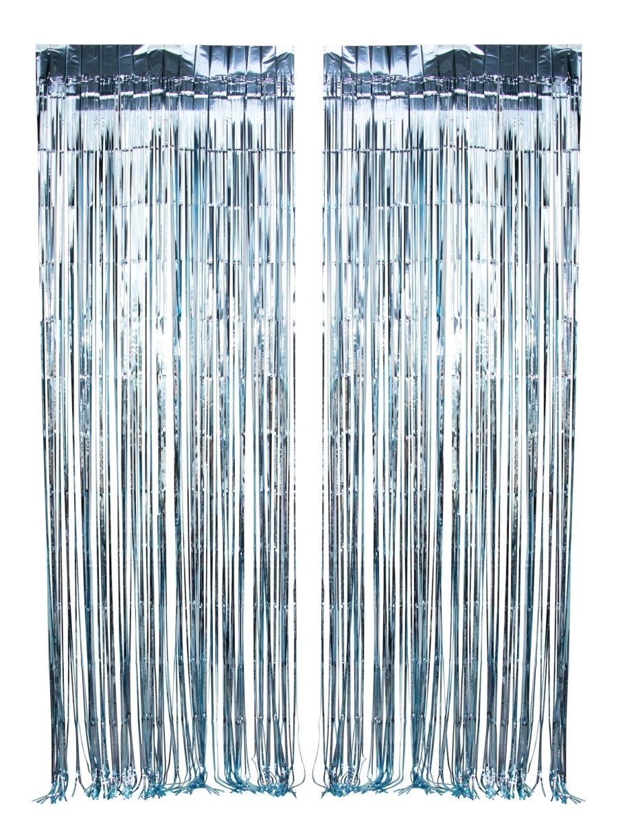 WIDE OCEAN INTERNATIONAL TRADE BEIJING CO., LTD Decorations Light Blue Foil Fringe Curtain, 2 Count 810077650011