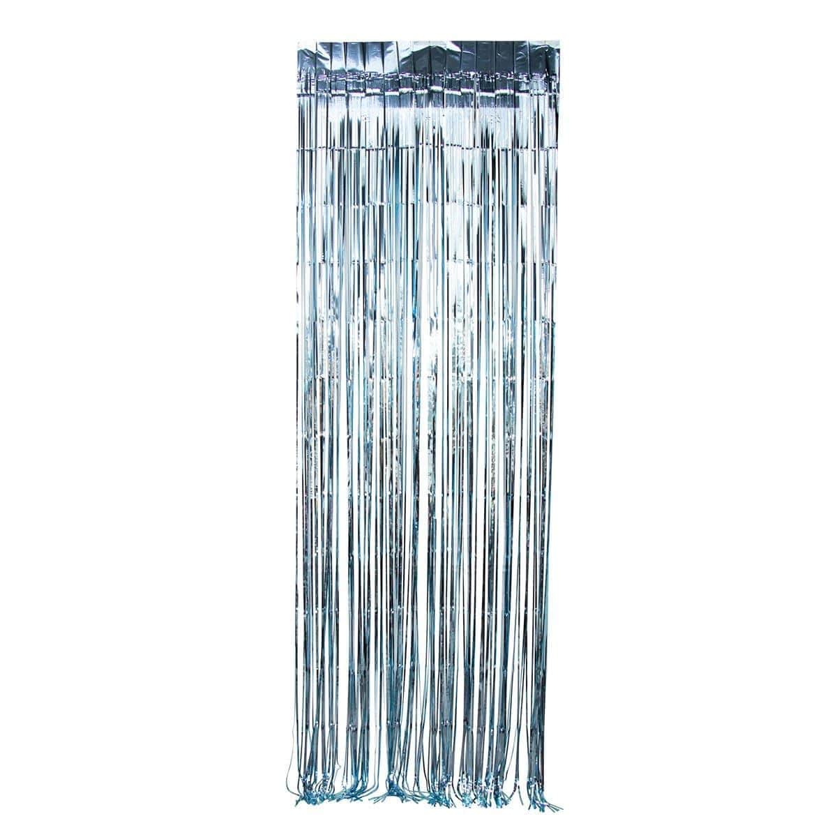 Buy Decorations Light Blue Foil Fringe Curtain sold at Party Expert