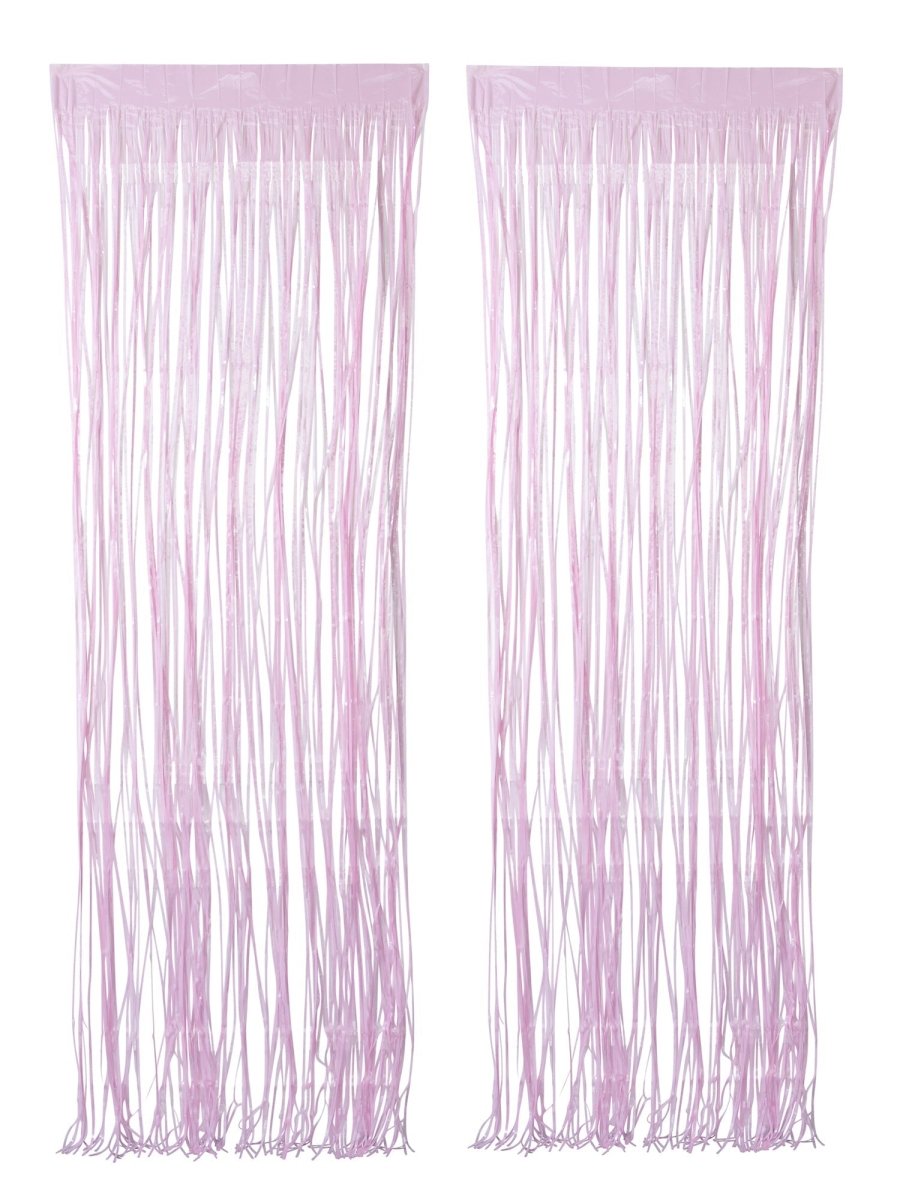 WIDE OCEAN INTERNATIONAL TRADE BEIJING CO., LTD Decorations Pastel Light Pink Foil Fringe Curtain, 2 Count 810077650103