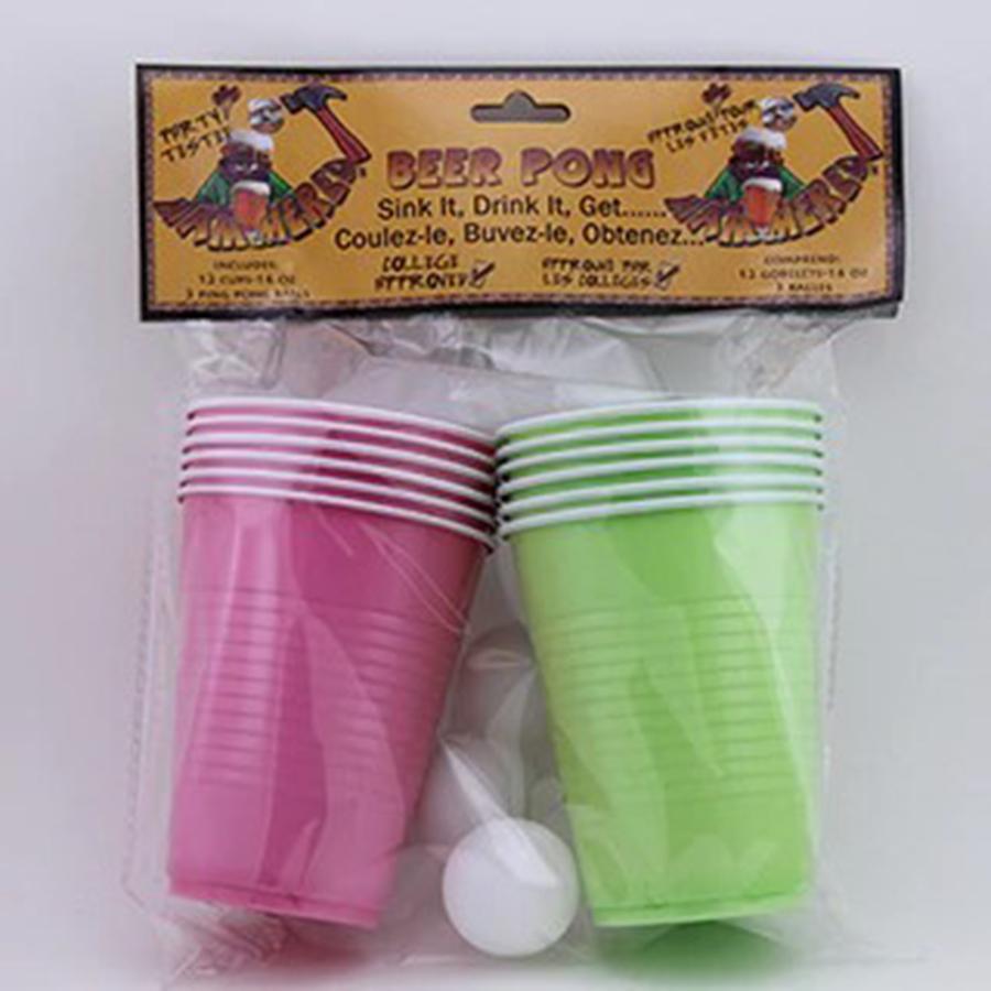 Buy Novelties Pink & Green Beer Pong Game Set sold at Party Expert