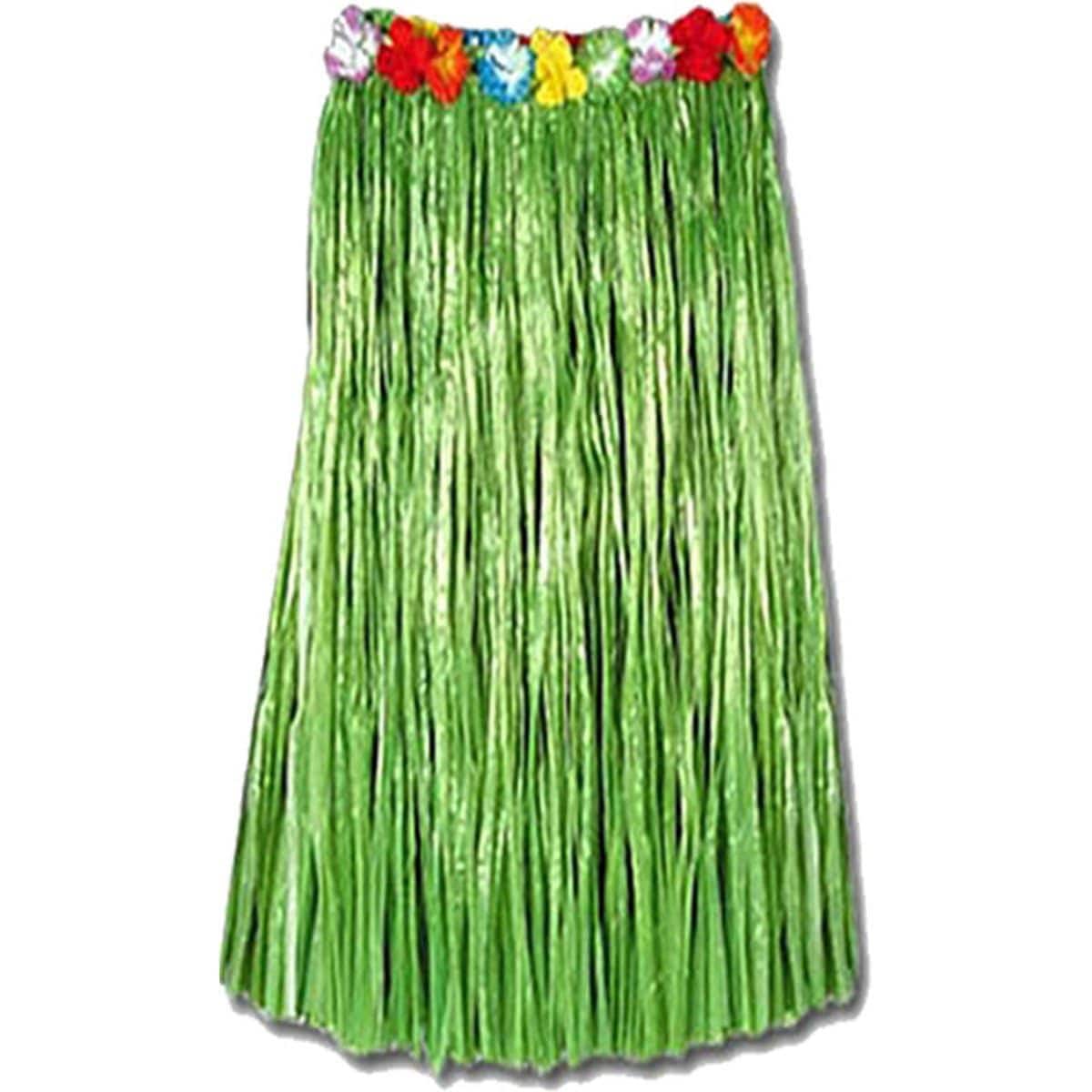 Buy Theme Party Green Raffia Flowered Hawaiian Skirt for Adults sold at Party Expert