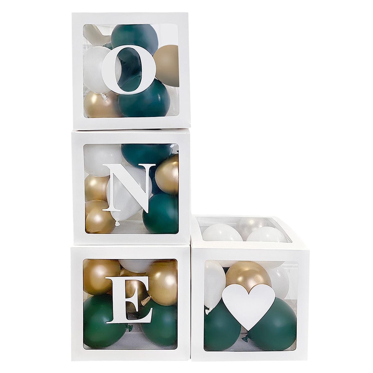 Yiwu PaiJing Import & Export Co., Ltd Baby Shower White Self-Adhesive "One" Letter Kit for Balloon Boxes, 4 Count