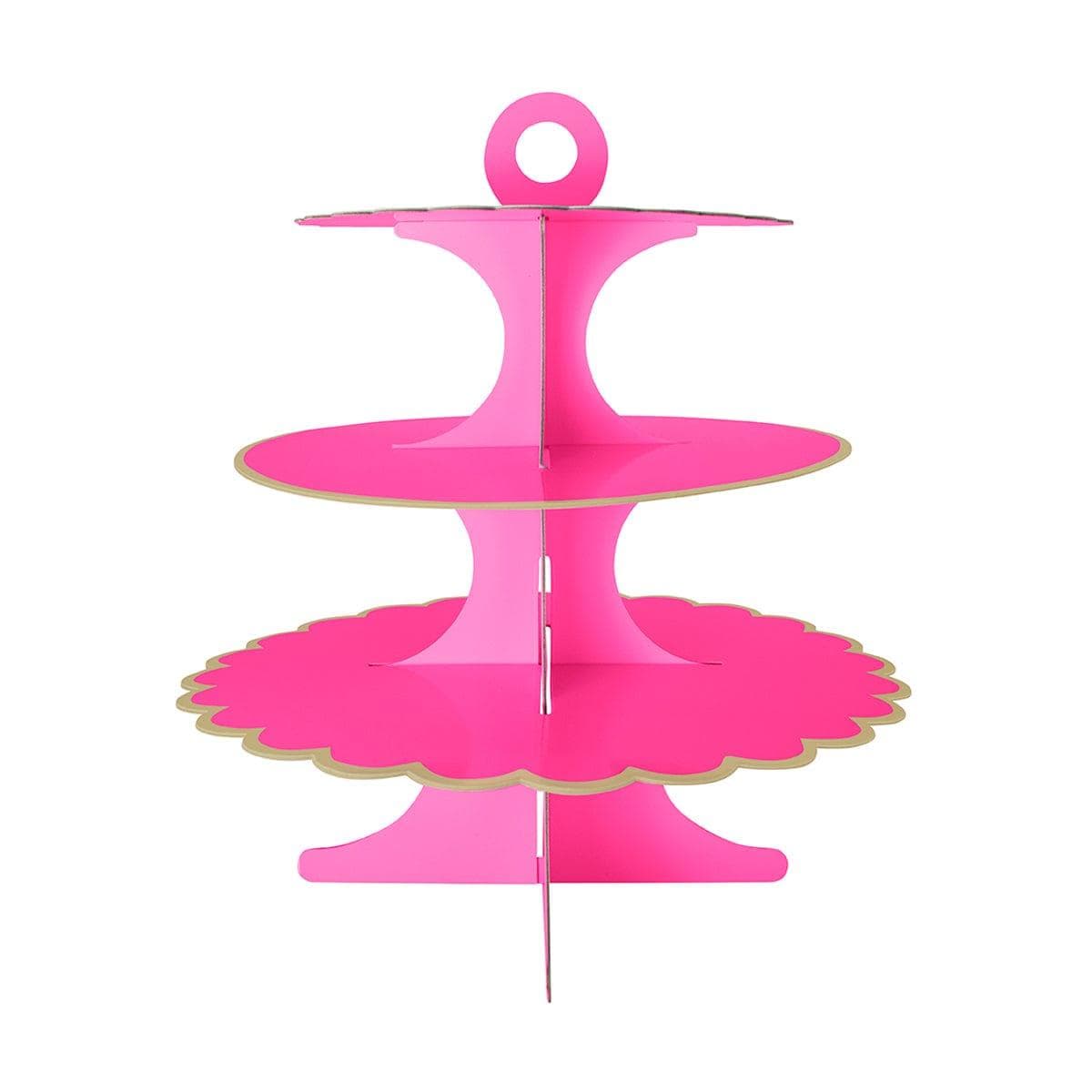 YIWU SANDY PAPER PRODUCTS CO., LTD Everyday Entertaining Cupcake Stand 3 Tiers, Hot Pink