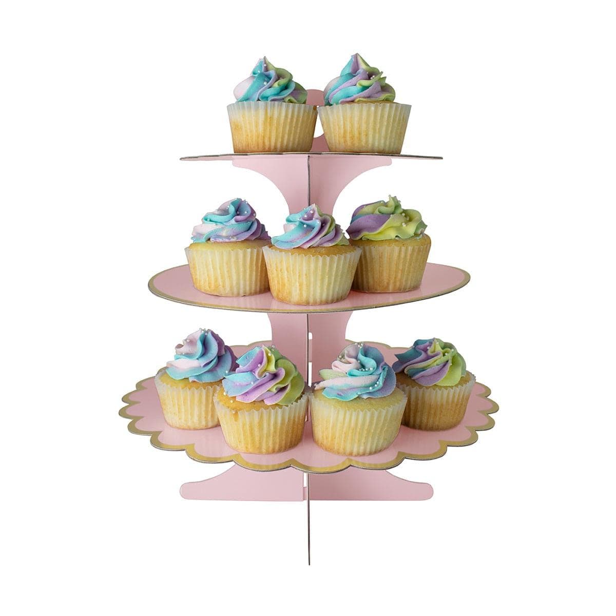 YIWU SANDY PAPER PRODUCTS CO., LTD Everyday Entertaining Cupcake Stand 3 Tiers, Light Pink