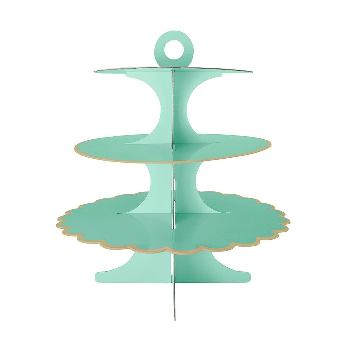YIWU SANDY PAPER PRODUCTS CO., LTD Everyday Entertaining Cupcake Stand 3 Tiers, Mint Green