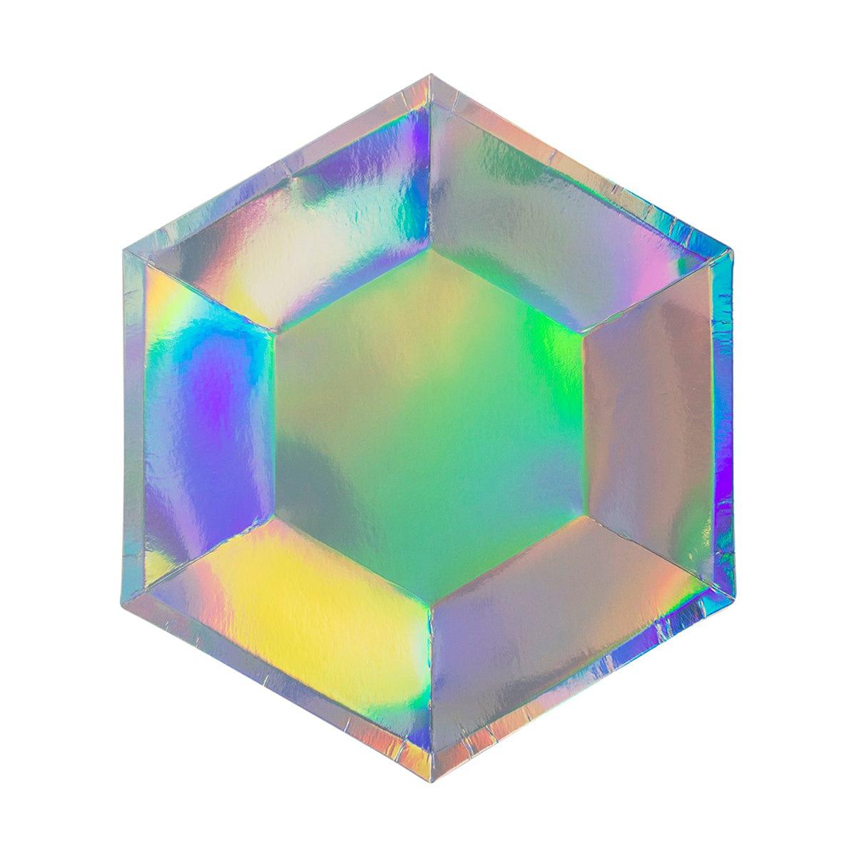 YIWU SANDY PAPER PRODUCTS CO., LTD Everyday Entertaining Hexagon Iridescent Plates, 9 Inches, 8 Count