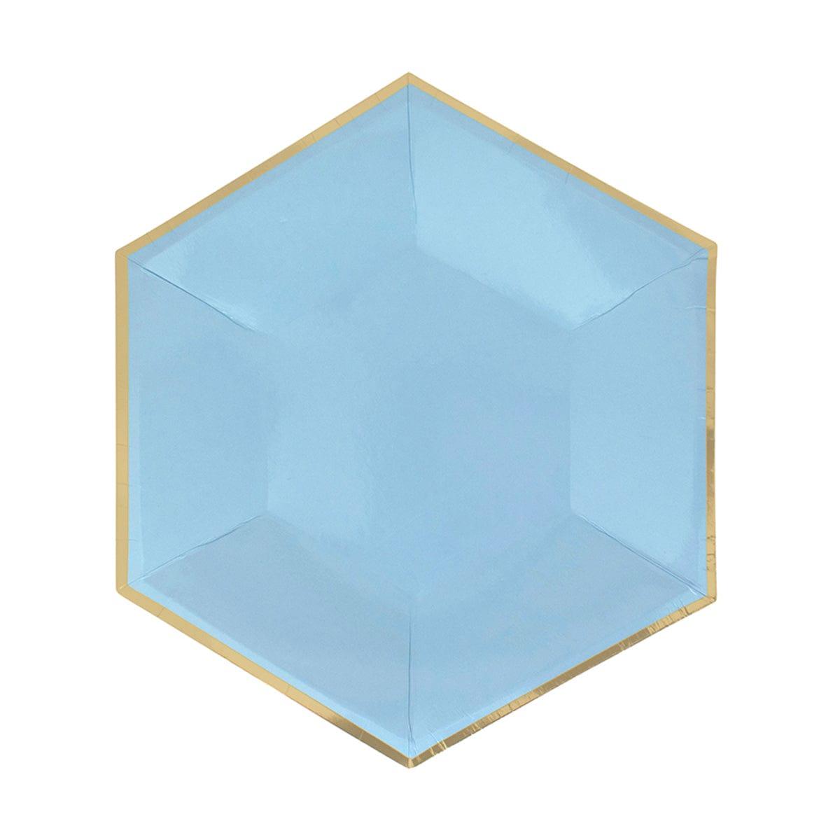 YIWU SANDY PAPER PRODUCTS CO., LTD Everyday Entertaining Hexagon Light Blue Plates, 9 Inches, 8 Count