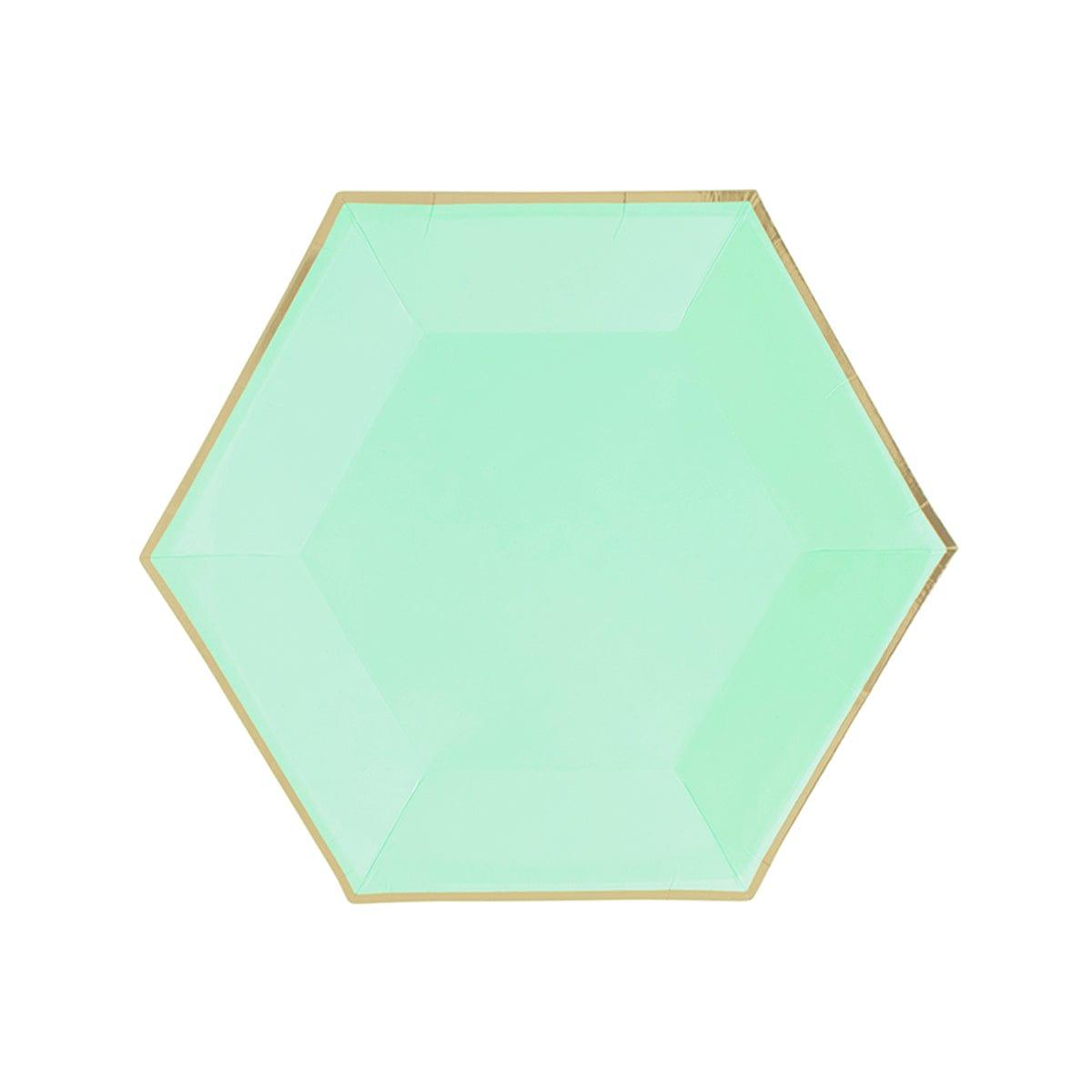 YIWU SANDY PAPER PRODUCTS CO., LTD Everyday Entertaining Hexagon Mint Green Plates, 7 Inches, 8 Count