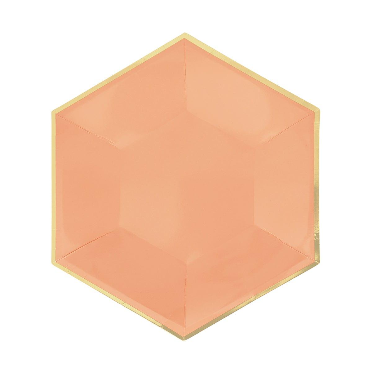 YIWU SANDY PAPER PRODUCTS CO., LTD Everyday Entertaining Hexagon Orange Plates, 7 Inches, 8 Count