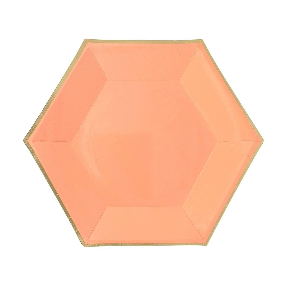 YIWU SANDY PAPER PRODUCTS CO., LTD Everyday Entertaining Hexagon Orange Plates, 9 Inches, 8 Count