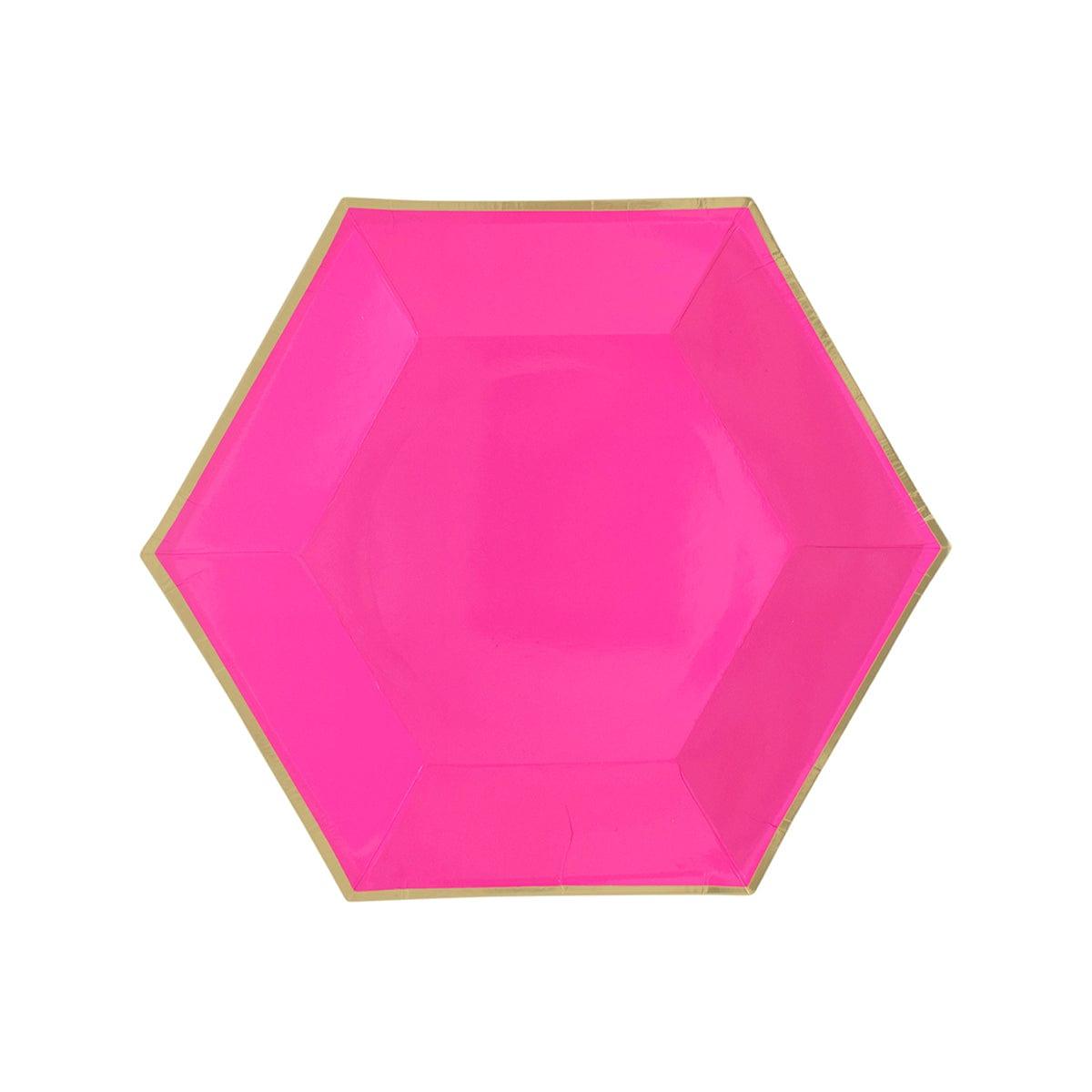 YIWU SANDY PAPER PRODUCTS CO., LTD Everyday Entertaining Hexagon Plates Hot Pink, 7 Inches, 8 Count