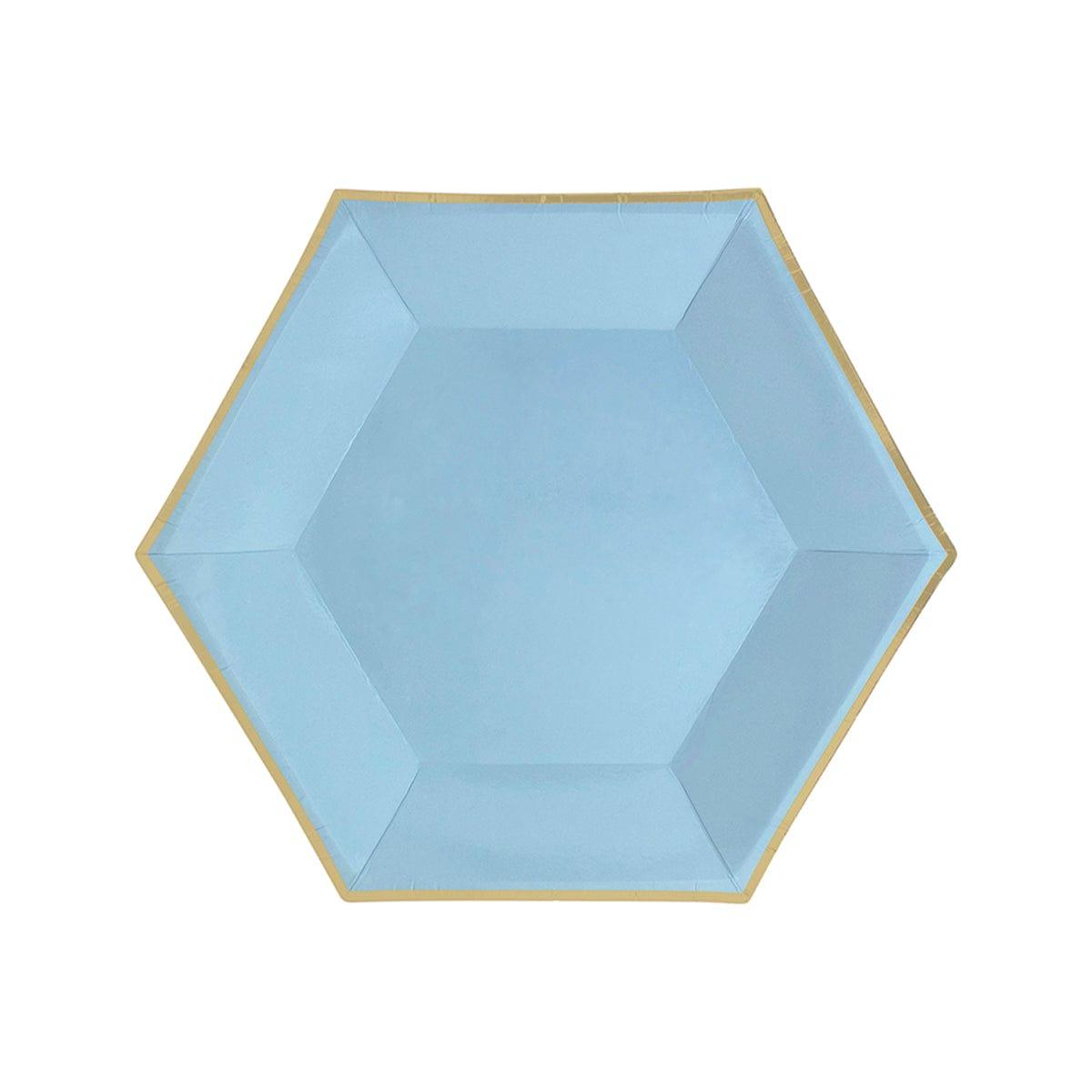 YIWU SANDY PAPER PRODUCTS CO., LTD Everyday Entertaining Hexagon Plates Light Blue, 7 Inches, 8 Count