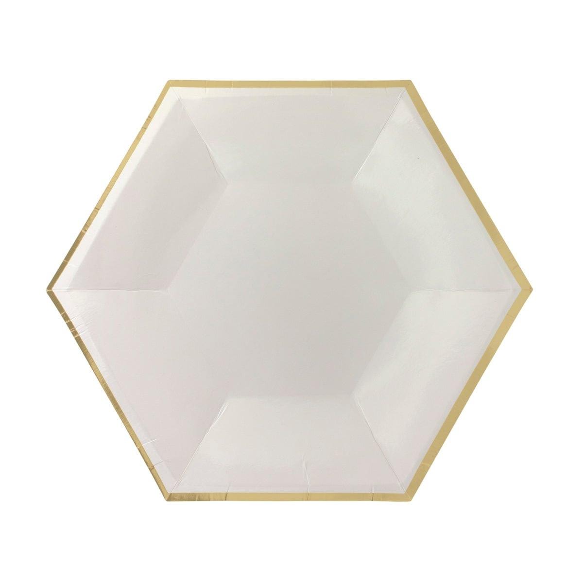 YIWU SANDY PAPER PRODUCTS CO., LTD Everyday Entertaining Hexagon White Plates, 9 Inches, 8 Count