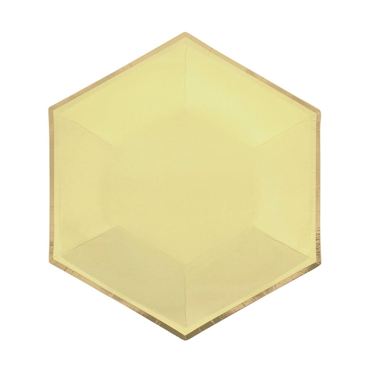 YIWU SANDY PAPER PRODUCTS CO., LTD Everyday Entertaining Hexagon Yellow Plates, 7 Inches, 8 Count