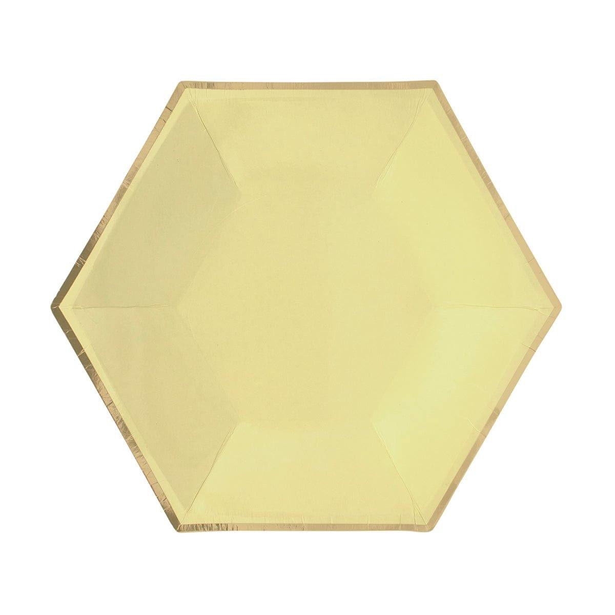YIWU SANDY PAPER PRODUCTS CO., LTD Everyday Entertaining Hexagon Yellow Plates, 9 Inches, 8 Count