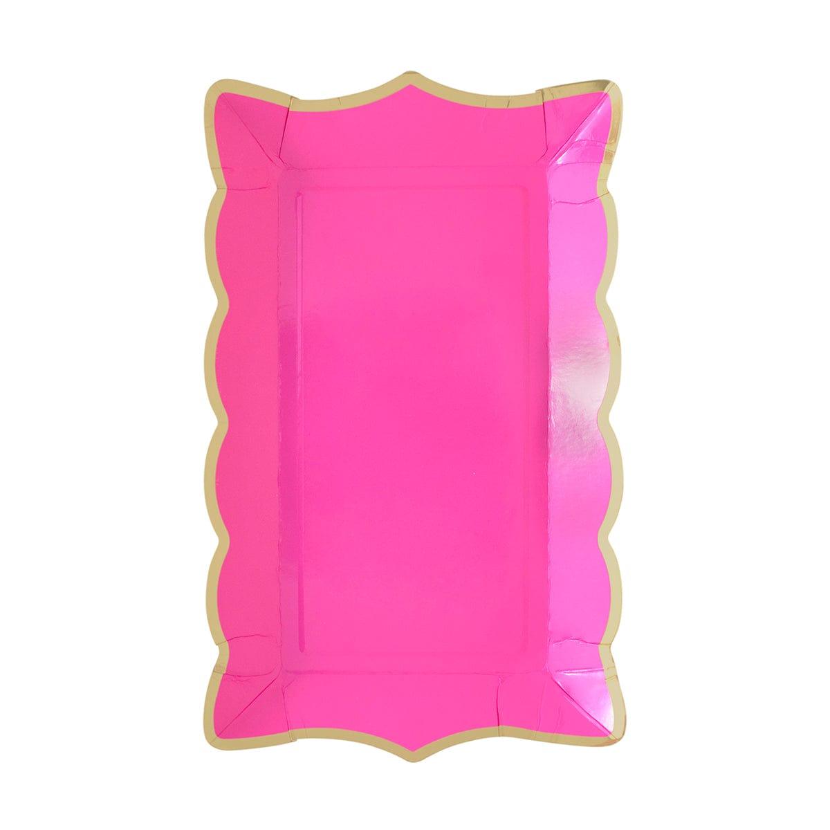 YIWU SANDY PAPER PRODUCTS CO., LTD Everyday Entertaining Hot Pink Rectangular Trays, 9 Inches, 4 Count