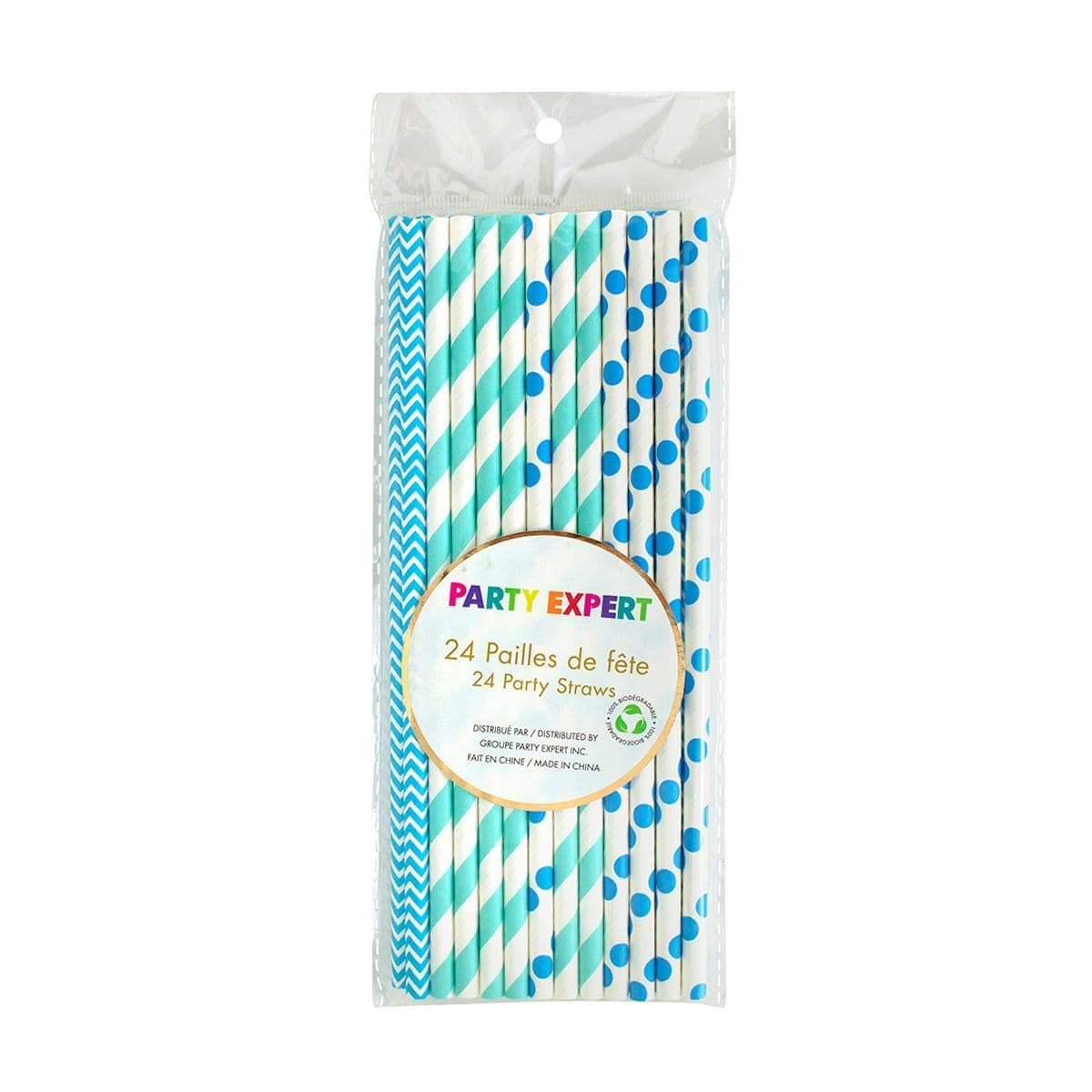 YIWU SANDY PAPER PRODUCTS CO., LTD Everyday Entertaining Light Blue And White Paper Straws, 24 Count