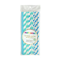 YIWU SANDY PAPER PRODUCTS CO., LTD Everyday Entertaining Light Blue And White Paper Straws, 24 Count
