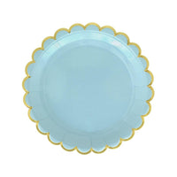 YIWU SANDY PAPER PRODUCTS CO., LTD Everyday Entertaining Light Blue Flowers Edge Plates, 7 inches, 8 Count