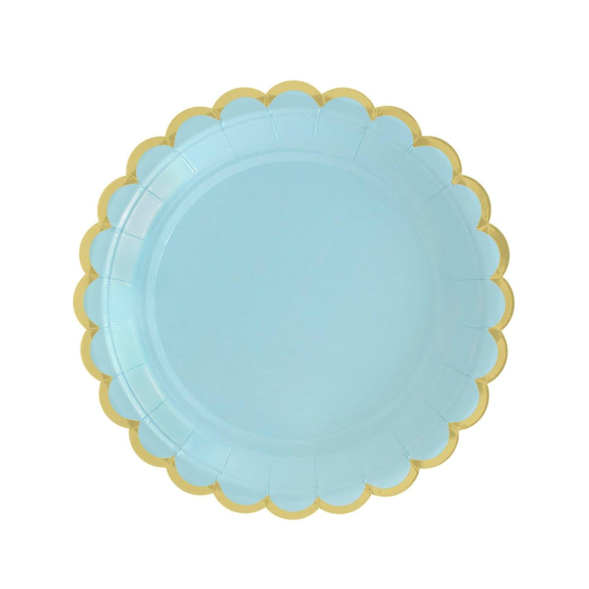 YIWU SANDY PAPER PRODUCTS CO., LTD Everyday Entertaining Light Blue Flowers Gold Edge Plates, 9 Inches, 8 Count