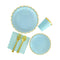 YIWU SANDY PAPER PRODUCTS CO., LTD Everyday Entertaining Light Blue Flowers Gold Edge Plates, 9 Inches, 8 Count