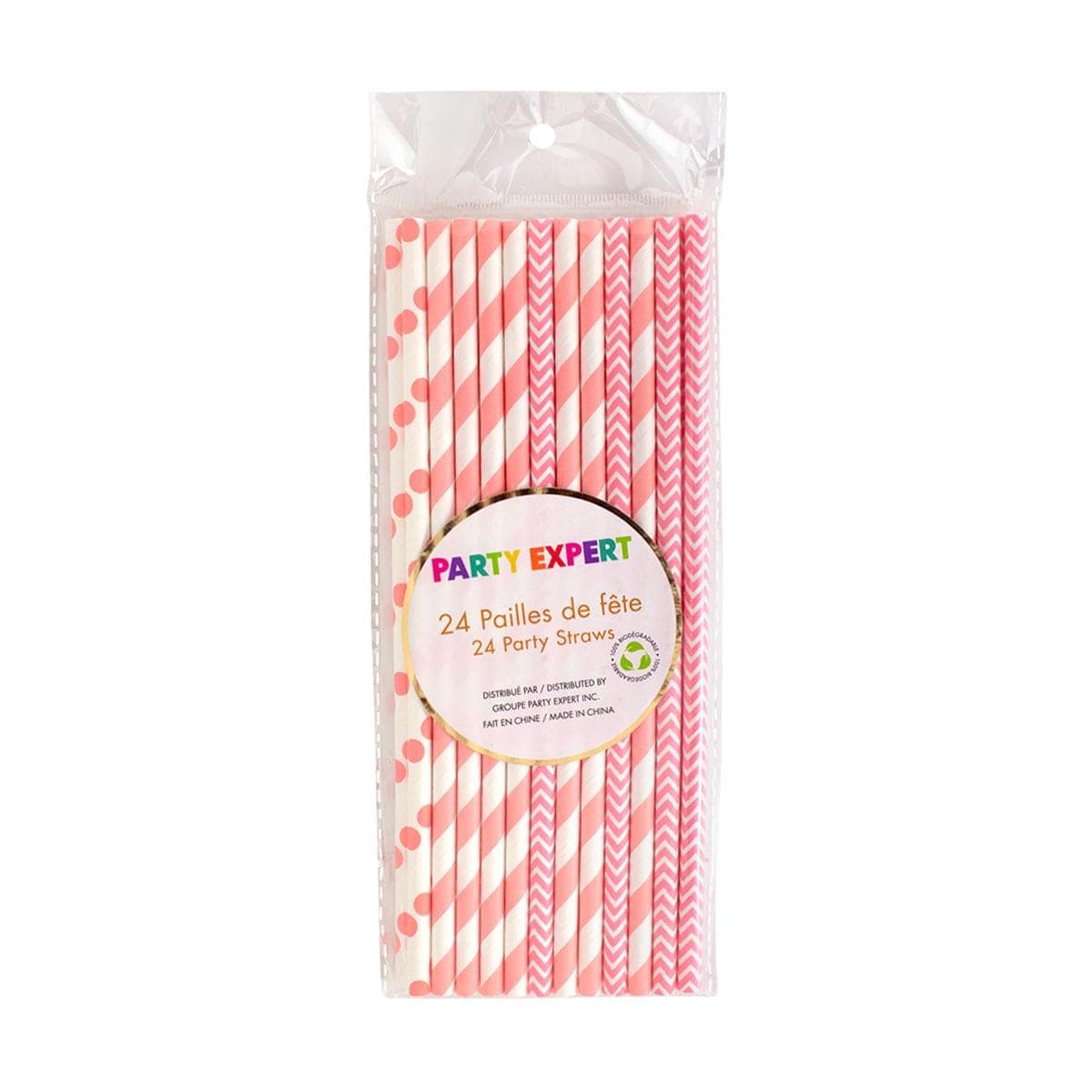 YIWU SANDY PAPER PRODUCTS CO., LTD Everyday Entertaining Light Pink And White Paper Straws, 24 Count