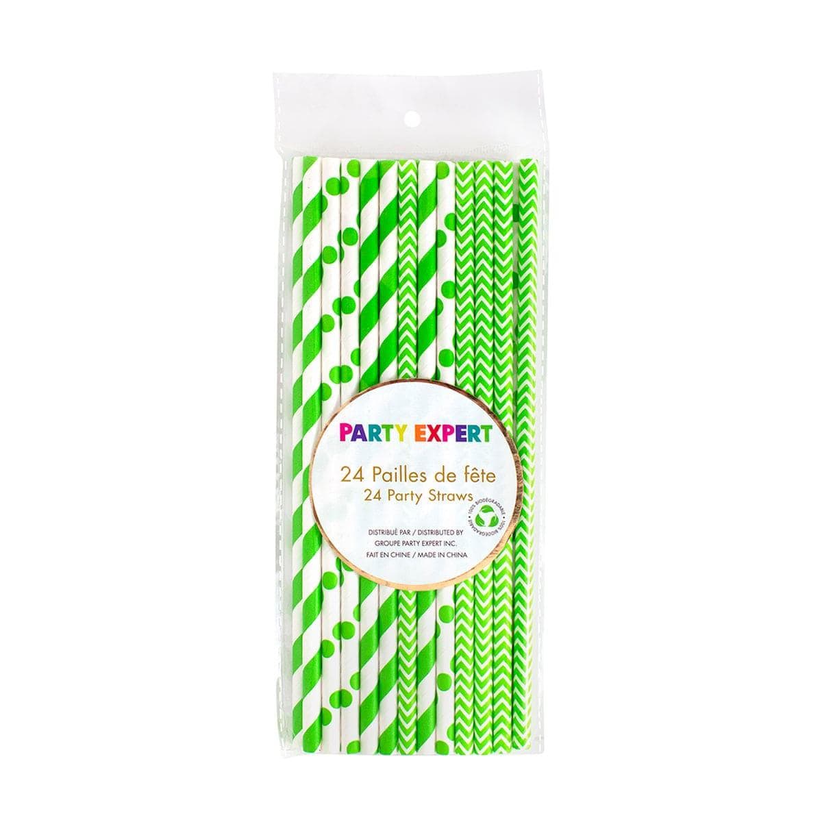 YIWU SANDY PAPER PRODUCTS CO., LTD Everyday Entertaining Lime Green And White Paper Straws, 24 Count
