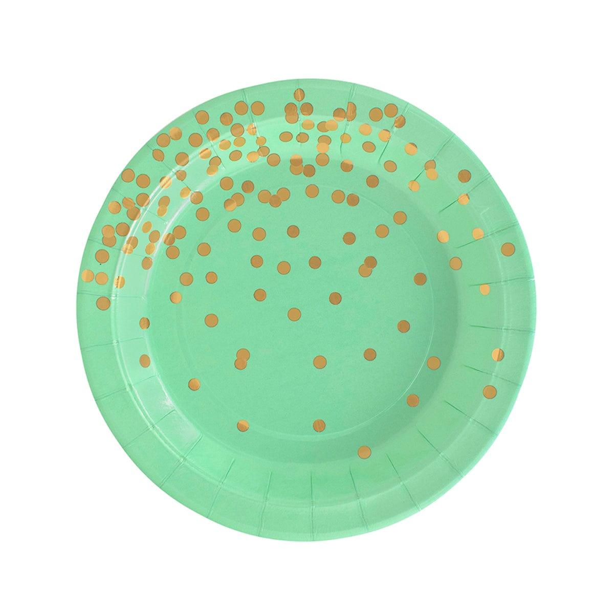 YIWU SANDY PAPER PRODUCTS CO., LTD Everyday Entertaining Mint Green Confetti Explosion Plates, 7 Inches, 8 Count