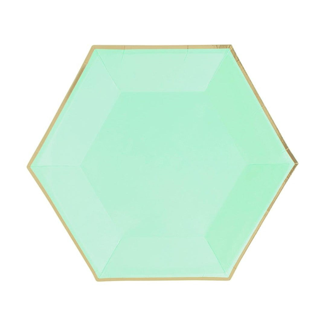 YIWU SANDY PAPER PRODUCTS CO., LTD Everyday Entertaining Mint Green Hexagon Plates, 9 Inches, 8 Count