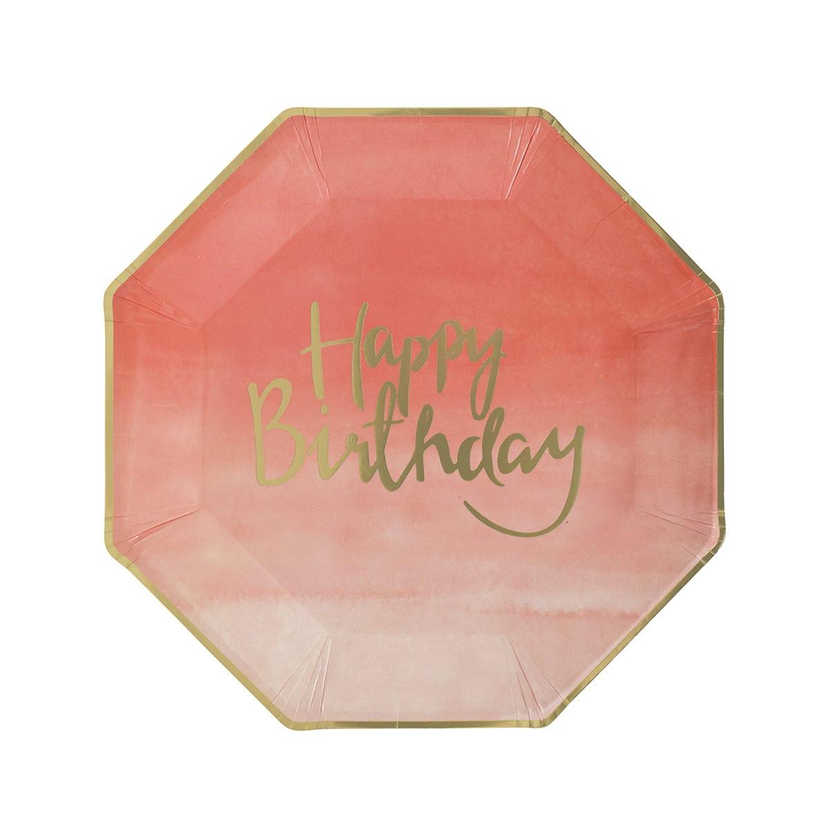 YIWU SANDY PAPER PRODUCTS CO., LTD Everyday Entertaining Ombre Coral Octagon Plates, 9 Inches, 8 Count